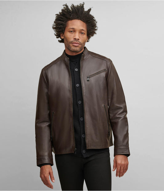 Men's Dark Brown Leather Jacket by Avanzar