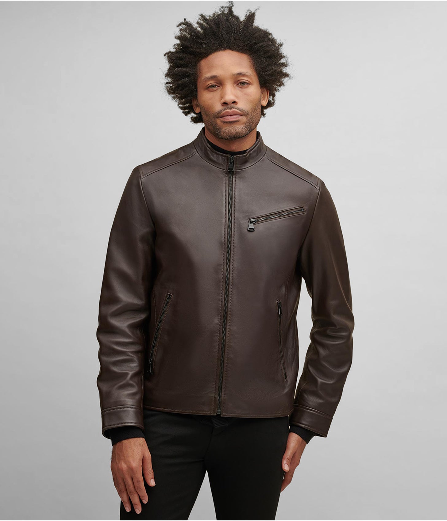 Men's Dark Brown Leather Jacket by Avanzar