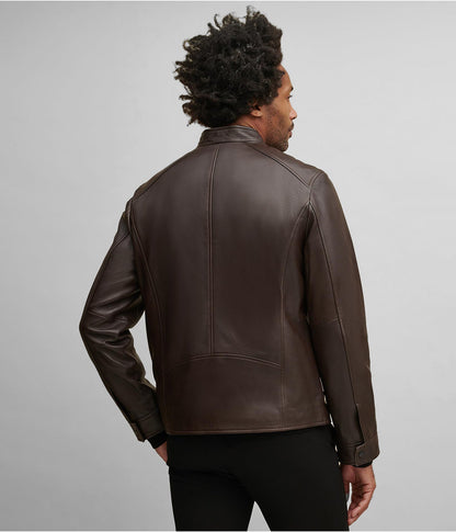 Men's Dark Brown Leather Jacket by Avanzar