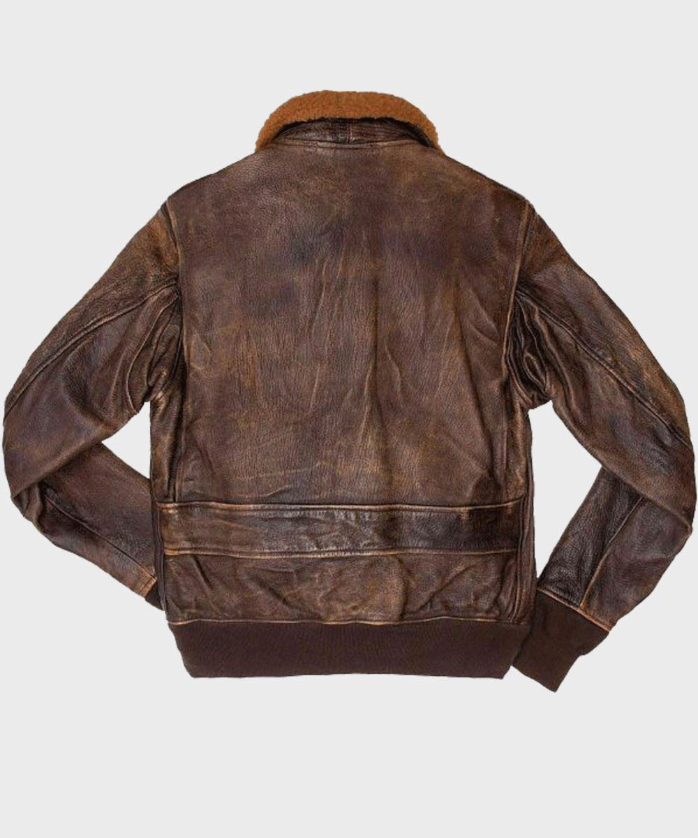 Men's Distressed Brown Flight Bomber Jacket