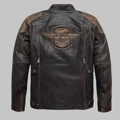 Harley Davidson Trostel Triple Vent System Leather Motorcycle Jacket for Men