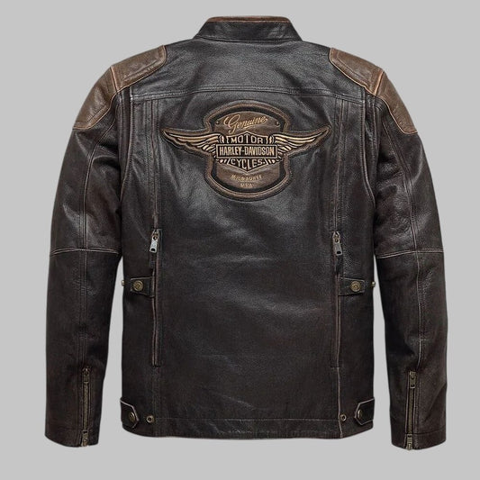 Harley Davidson Trostel Triple Vent System Leather Motorcycle Jacket for Men