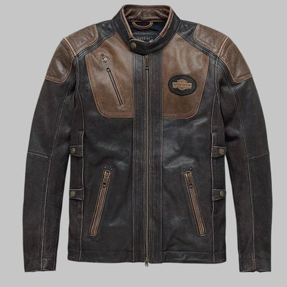 Harley Davidson Trostel Triple Vent System Leather Motorcycle Jacket for Men
