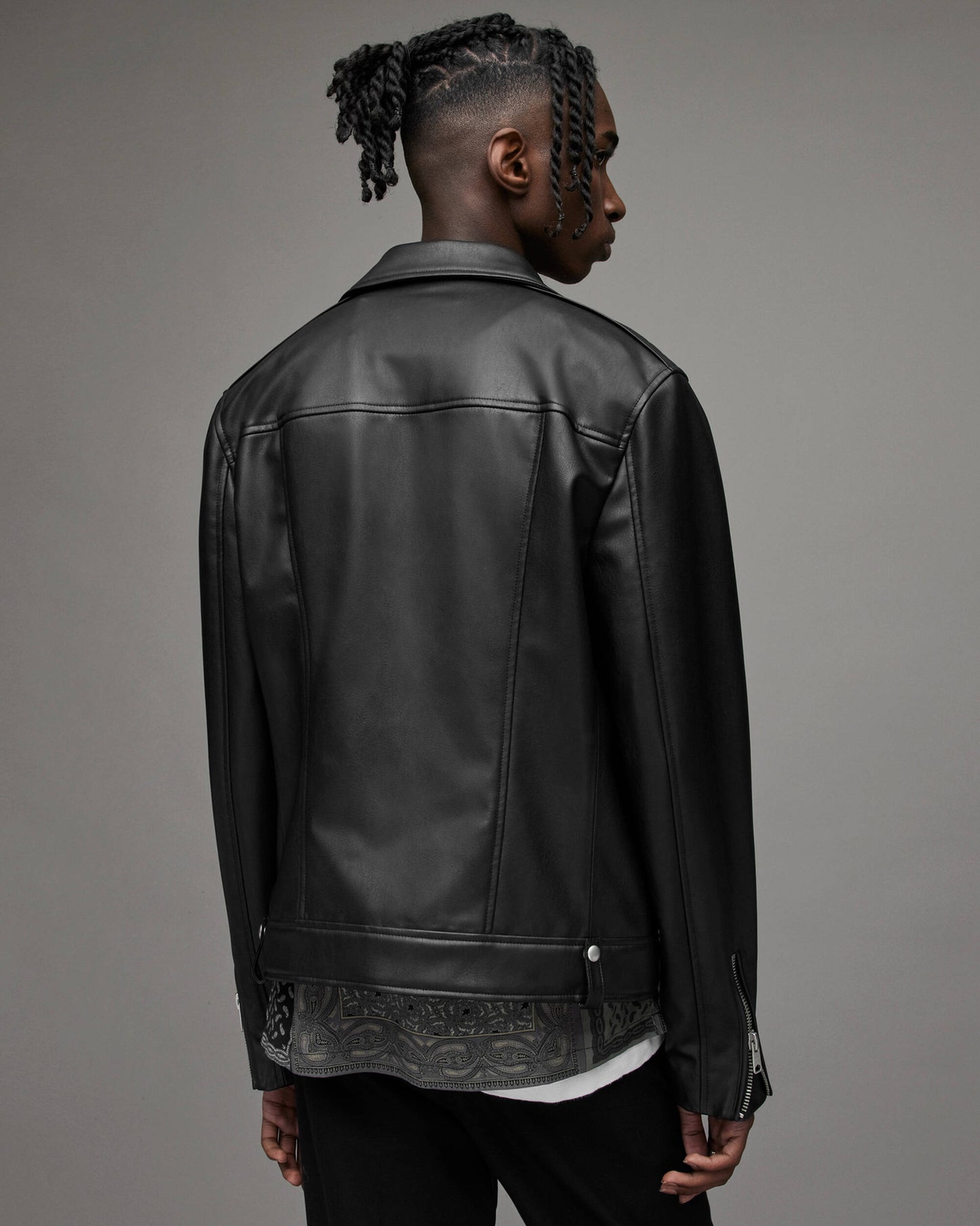 Men's Black Leather Biker Jacket by Avanzar