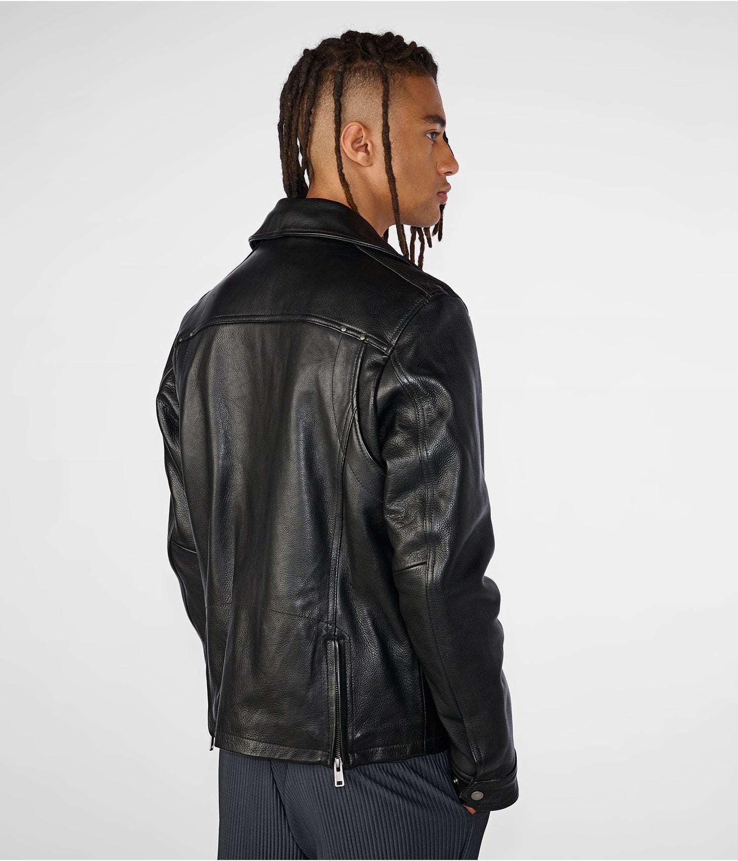 Men's Classic Black Leather Vintage Biker Jacket