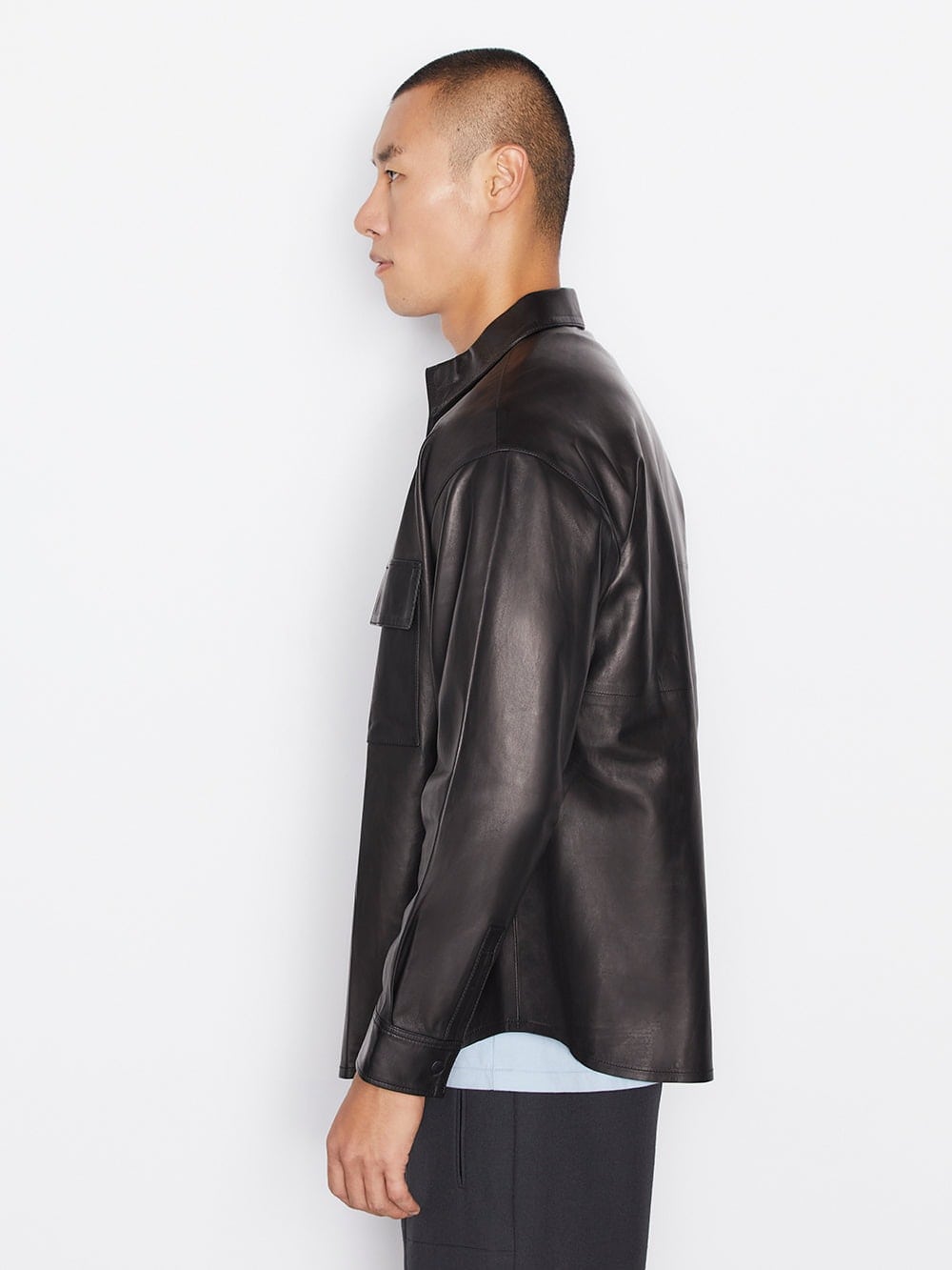 Men's Black Full Sleeve Leather Shirt