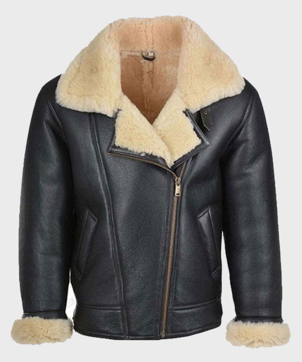 Men's B3 Black Shearling Leather Jacket