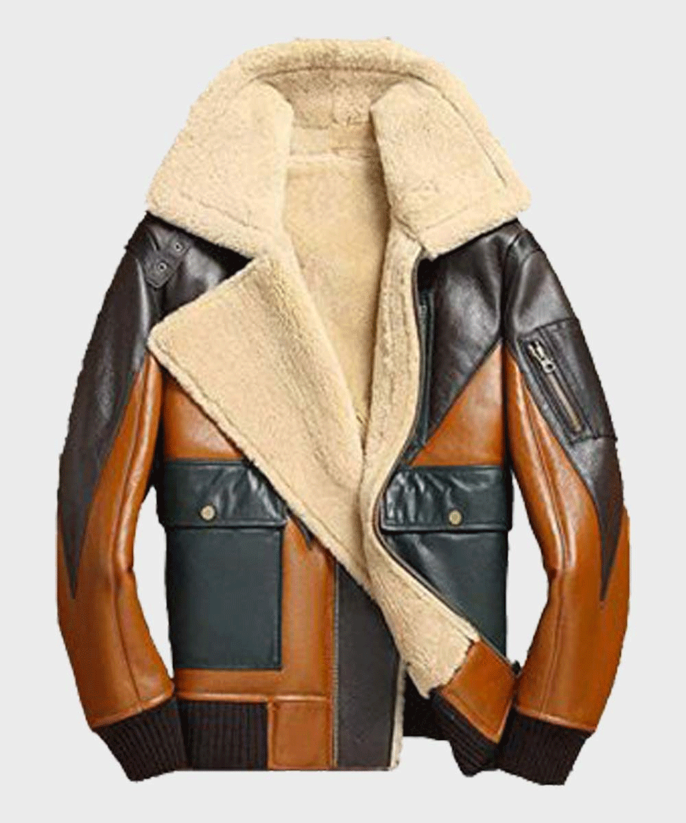 Men's Shearling Sheepskin Bomber Leather Jacket