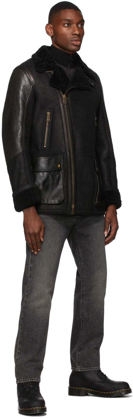 Men's Black Sheepskin Leather Jacket