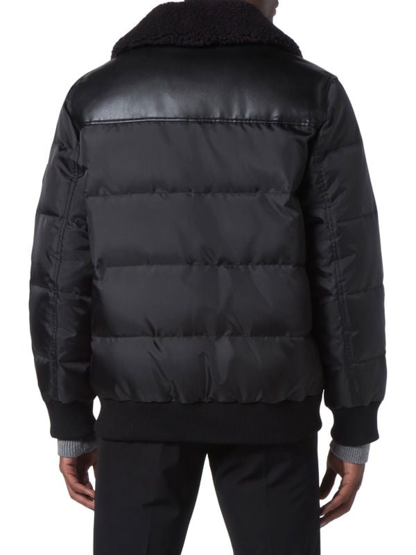 Men's Sheepskin Puffer Leather Jacket in Black