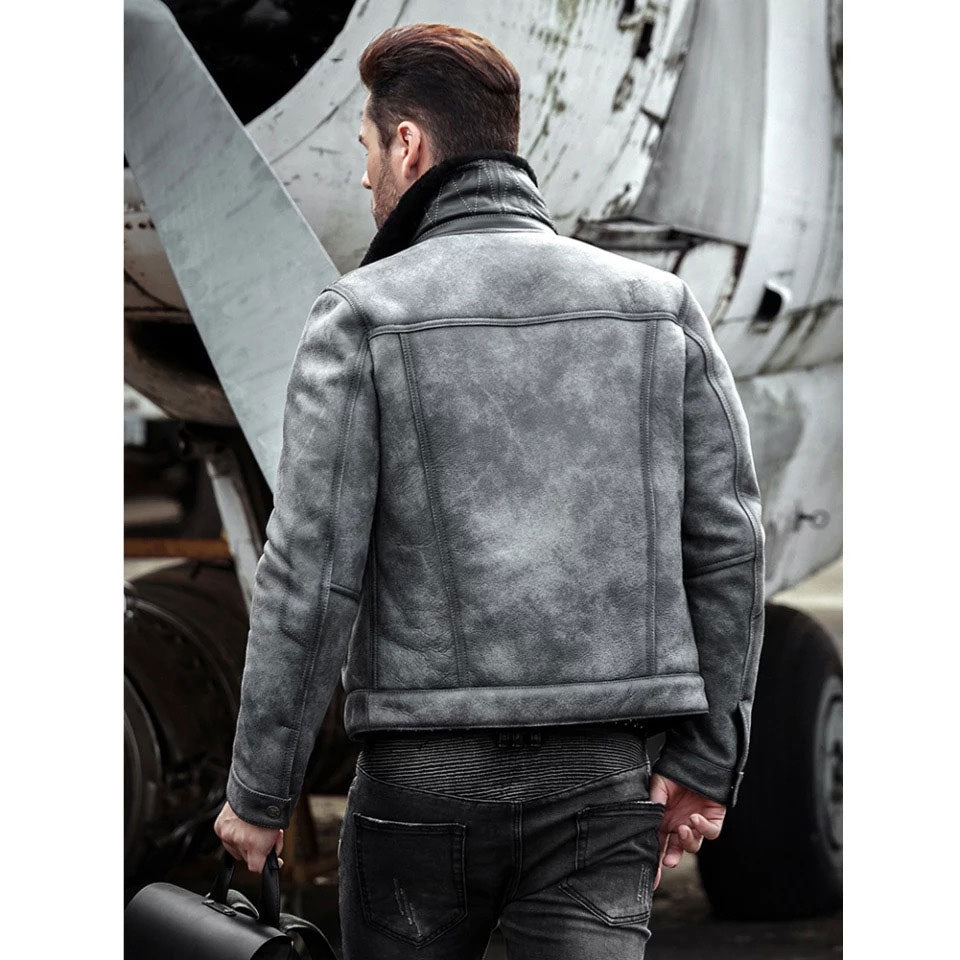 Men's Sheepskin Shearling B3 Flight Bomber Jacket