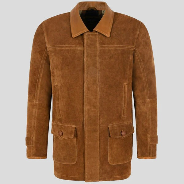 Men’s Tan Classic Suede Leather Car Coat – Elegant & Timeles Avanzar Leather