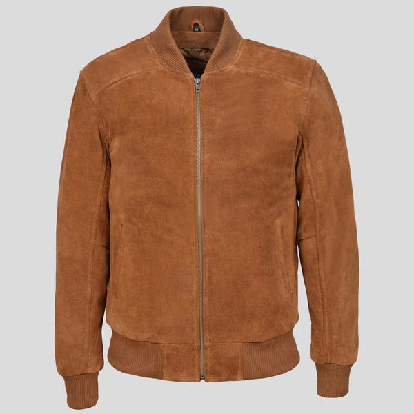 Men’s Tan Plain Suede Classic Biker Style Leather Jacket – Bold & Timeless Avanzar Leather