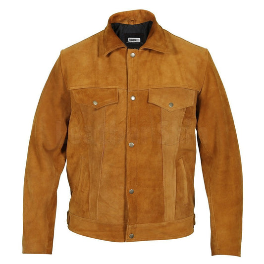 Men’s Tan Suede Genuine Leather Jacket - Classic Style