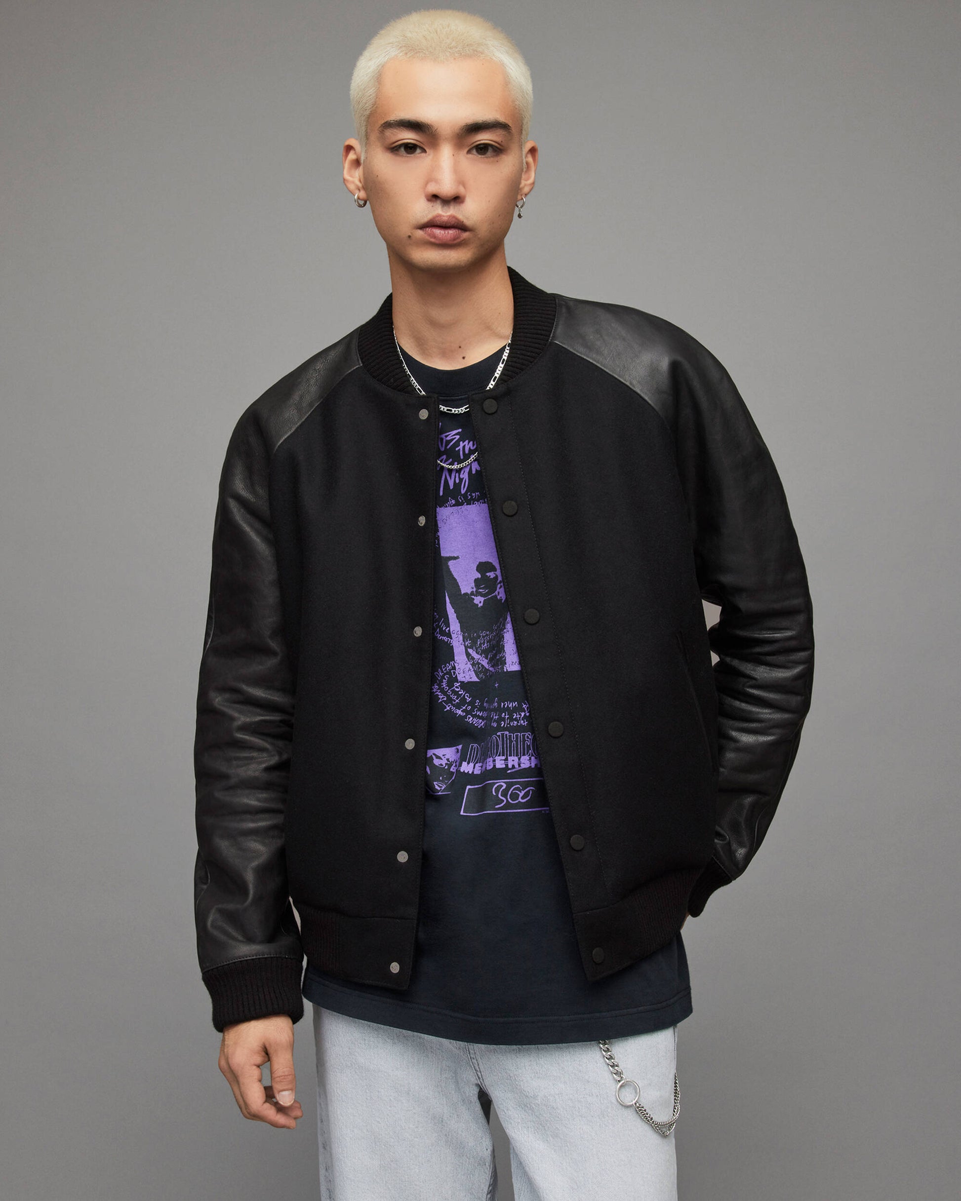 Men's Black Varsity Leather Jacket