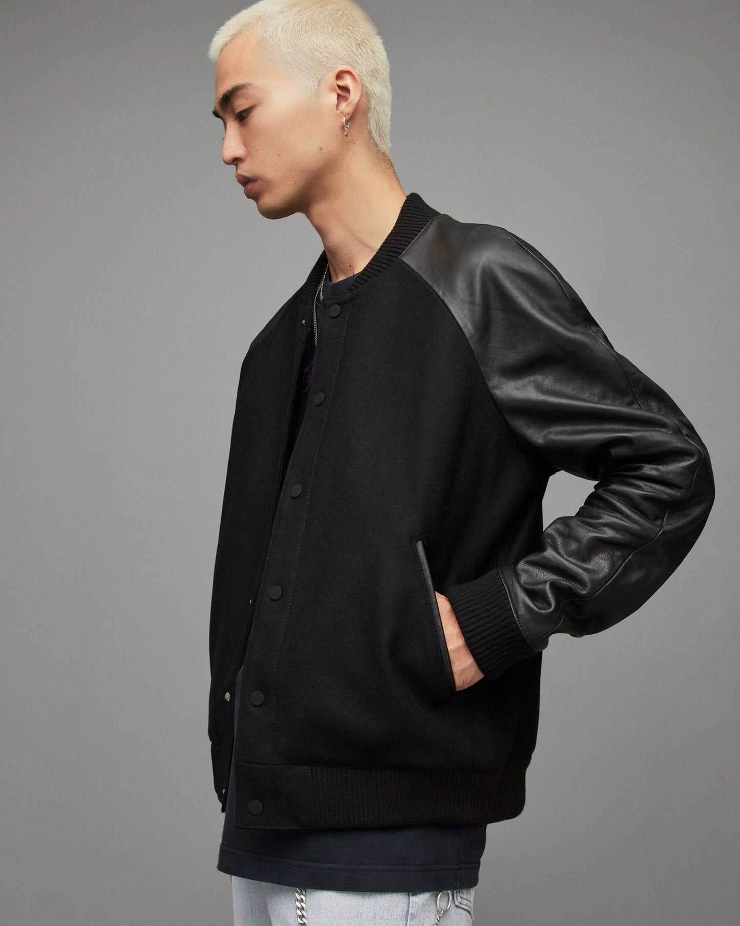 Men's Black Varsity Leather Jacket