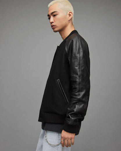 Men's Black Varsity Leather Jacket