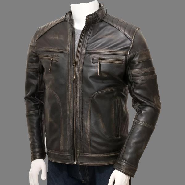 Premium Avanzar Men’s Vintage Distressed Brown Leather Four Pocket Jacket