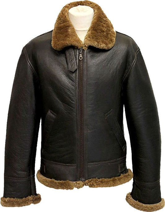 Men's Winter Aviator B3 Leather Jacket with Fur by Avanzar