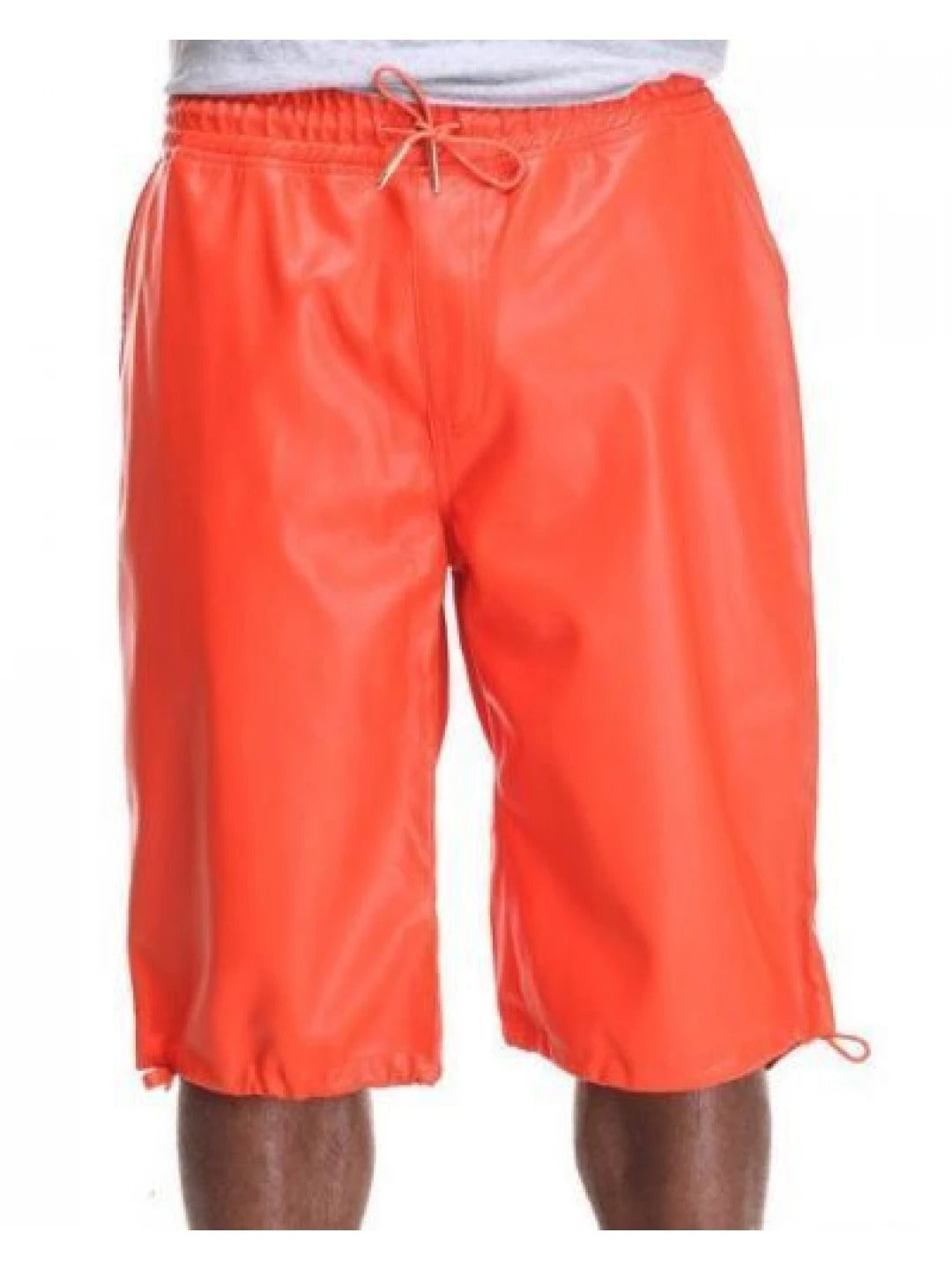 Men’s Vintage-Style Orange Leather Shorts