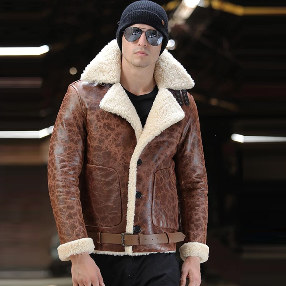 Men’s Airforce Aviator Sheepskin Leather Jacket