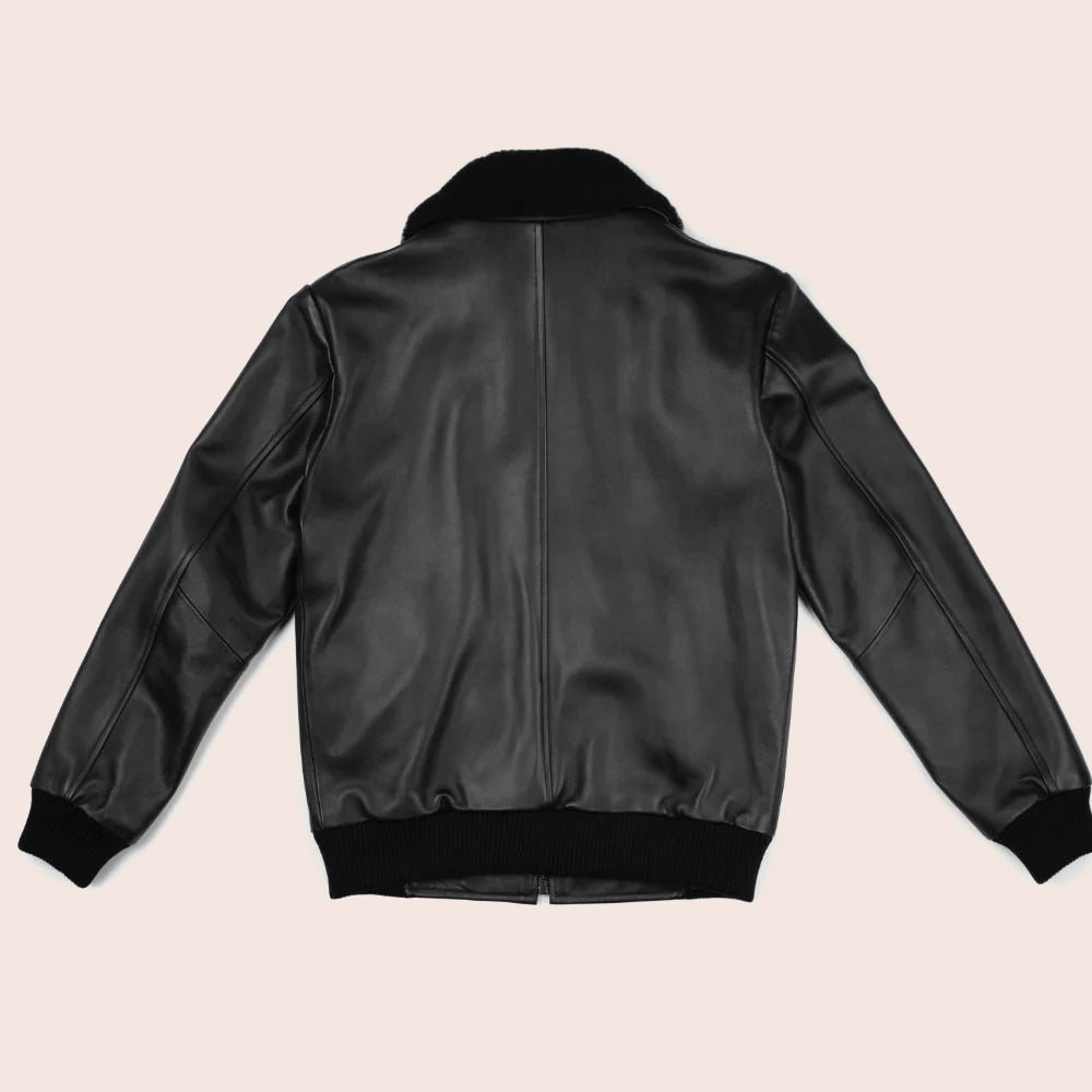 Men’s Black G-1 Flight Leather Bomber Jacket - Bold & Classic