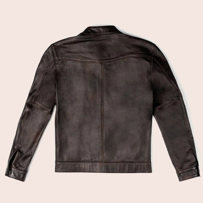 Men’s Brown Cafe Racer Goatskin Leather Motorbike Jacket by Avanzar