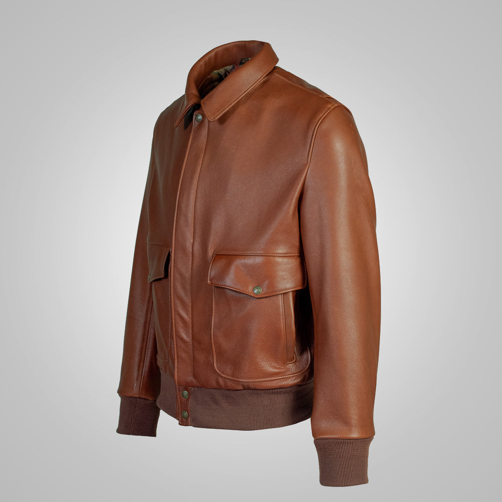 Men's Brown RAF Flying Leather Bomber Jacket