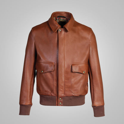 Men's Brown RAF Flying Leather Bomber Jacket