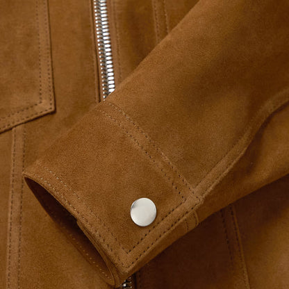 Men's Brown Suede Leather Trucker Jacket