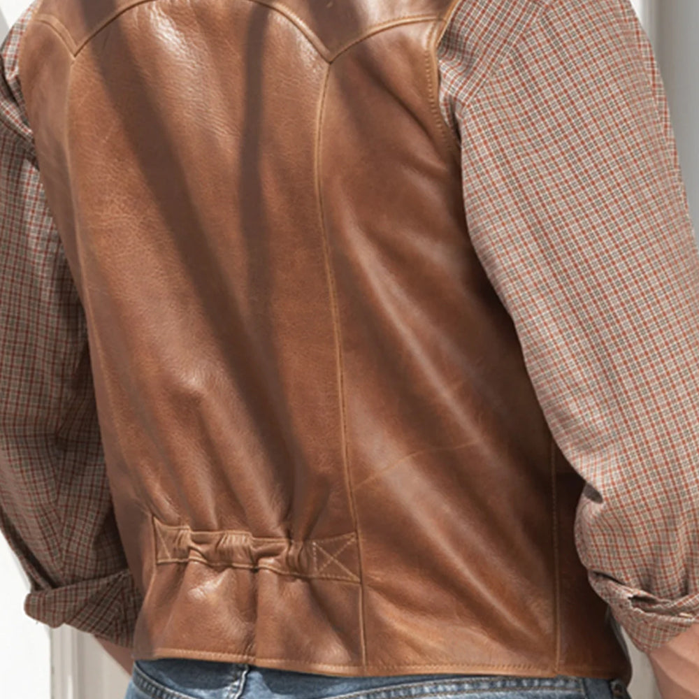 Men’s Brown Western Cowboy Leather Vest