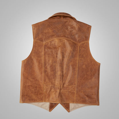 Men’s Brown Western Cowboy Leather Vest