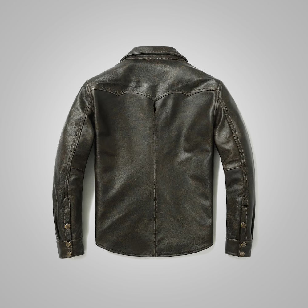 Men's Full Sleeves Leather Shirt