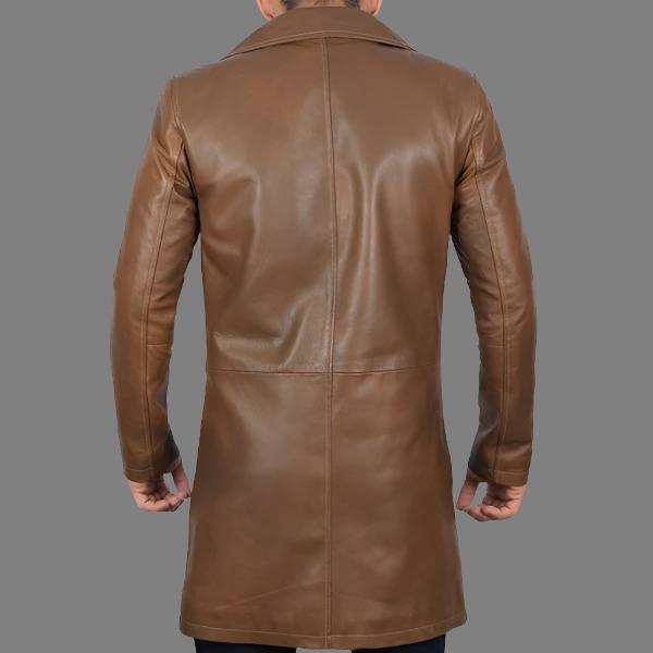 Men's Jackson Distressed Brown Winter Car Leather Trench Coat