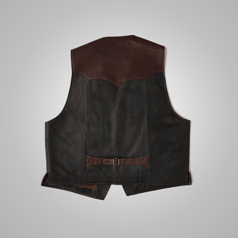 Men’s Multi-Color Brown Buffalo Leather Vest