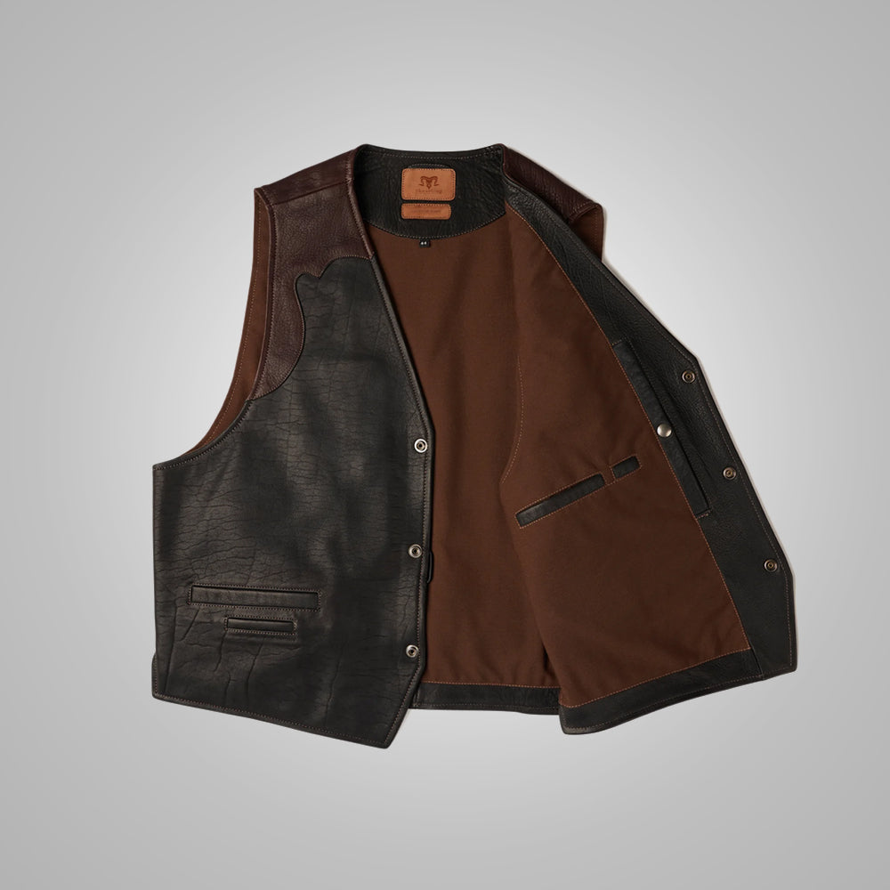 Men’s Multi-Color Brown Buffalo Leather Vest