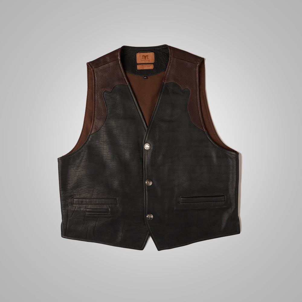 Men’s Multi-Color Brown Buffalo Leather Vest