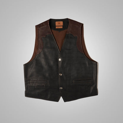 Men’s Multi-Color Brown Buffalo Leather Vest