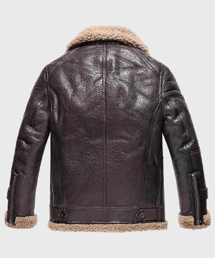 Men's Sheepskin Shearling Dark Brown Leather Jacket