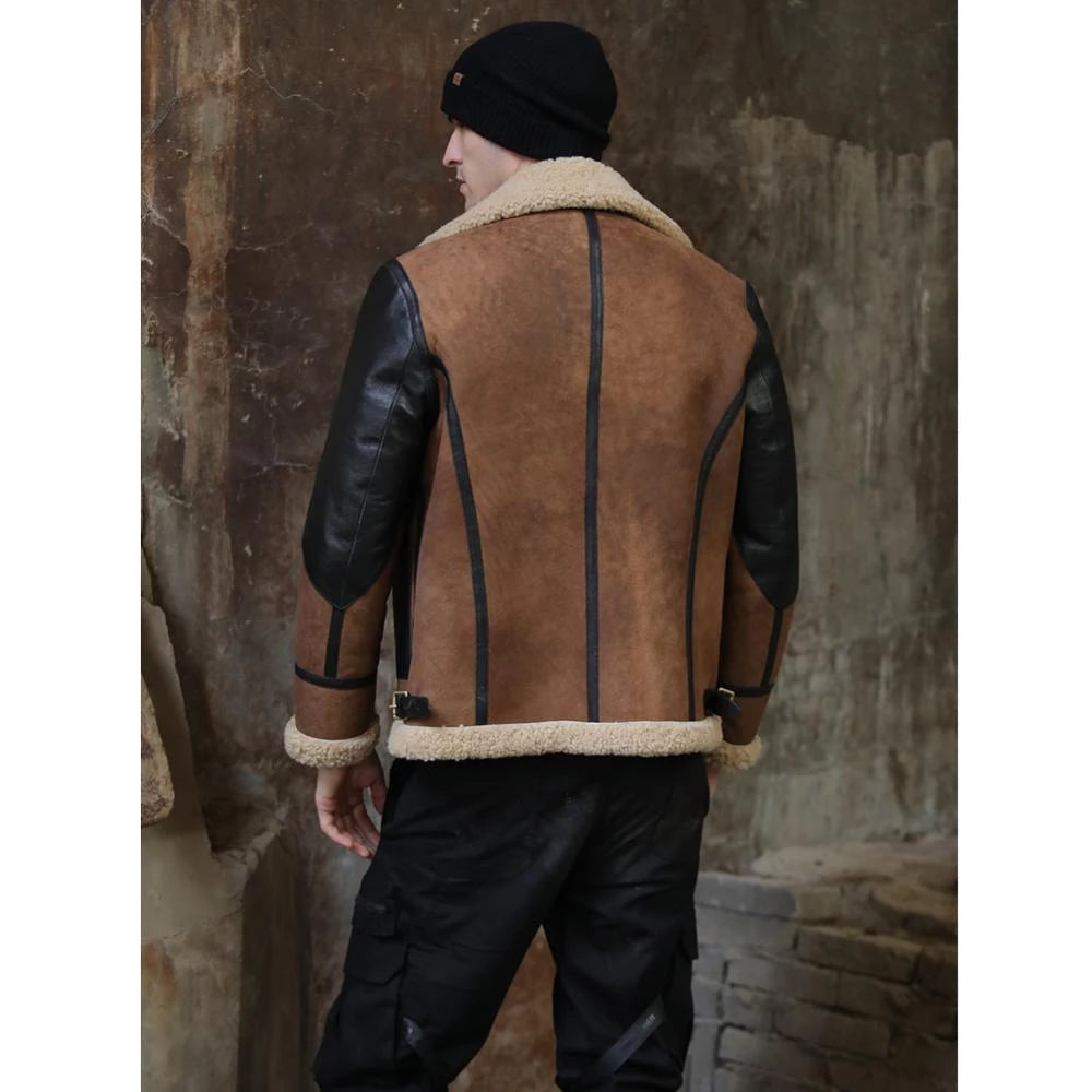 Men’s Two-Tone B3 RAF Flying Aviator Sheepskin Leather Jacket