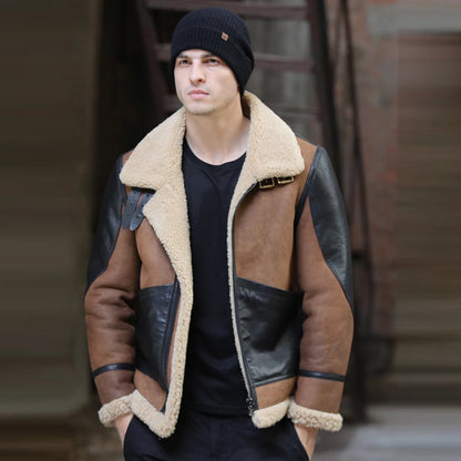 Men’s Two-Tone B3 RAF Flying Aviator Sheepskin Leather Jacket