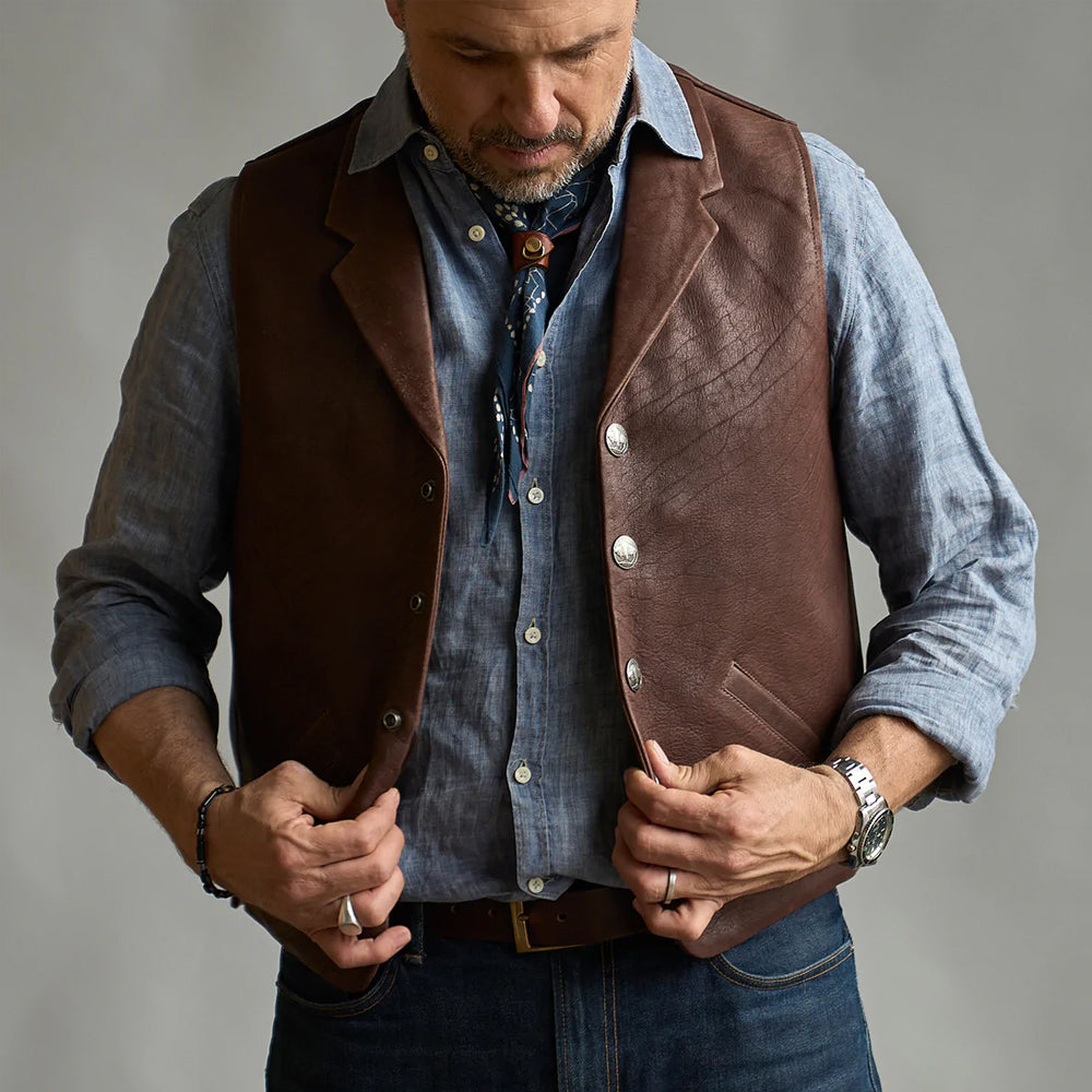 Men’s Western Style Brown Leather Vest