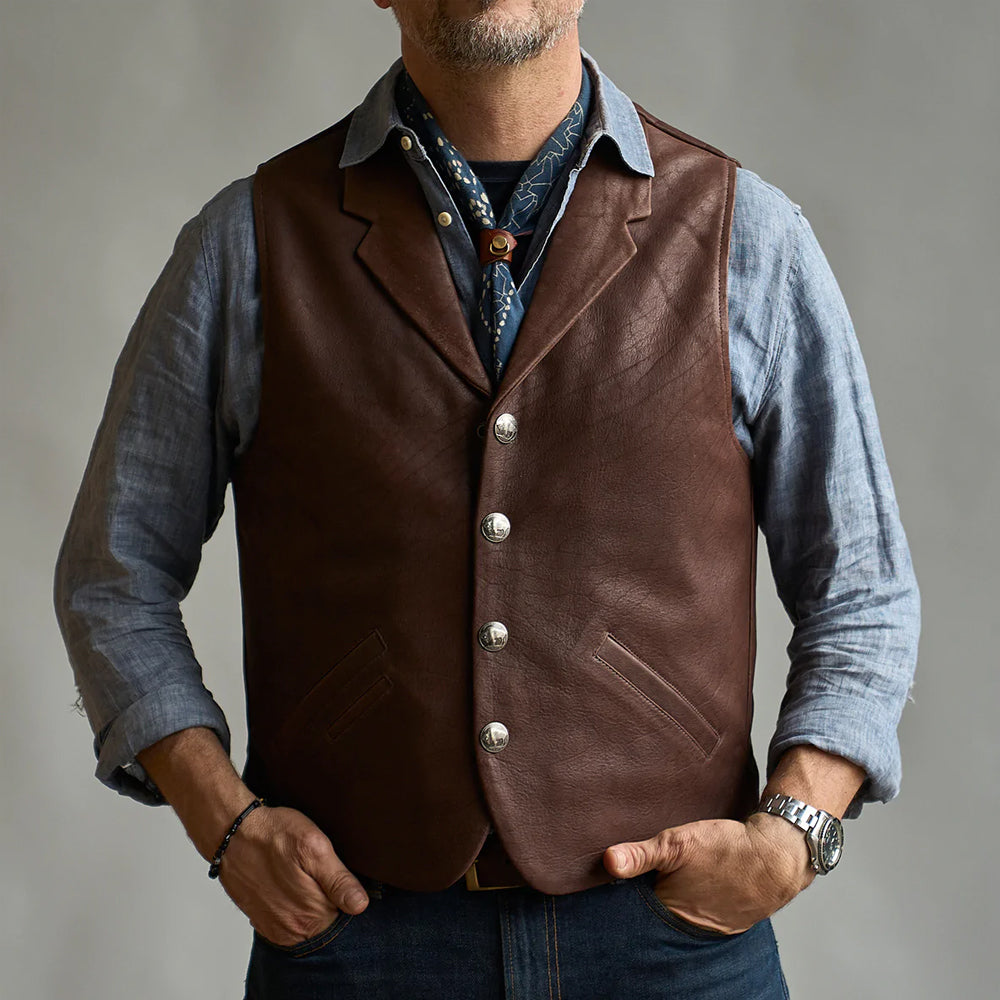 Men’s Western Style Brown Leather Vest