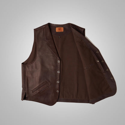 Men’s Western Style Brown Leather Vest