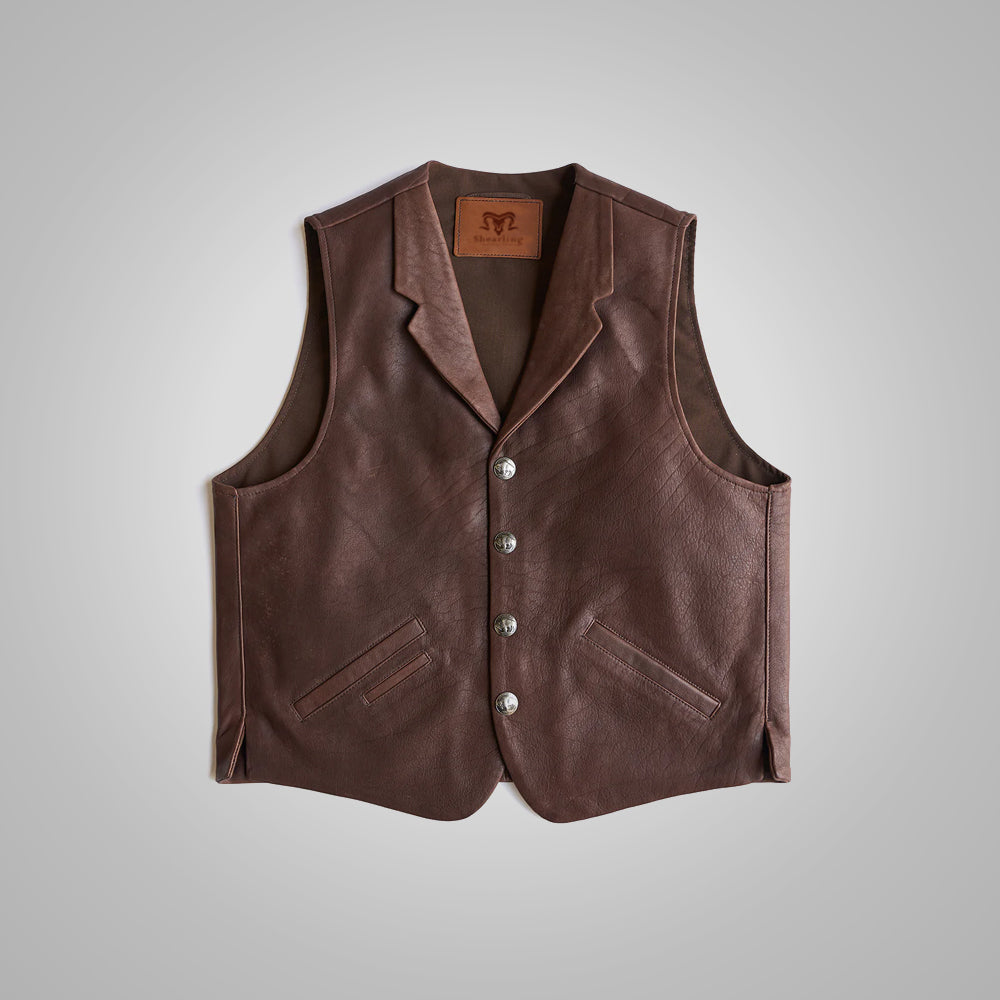 Men’s Western Style Brown Leather Vest