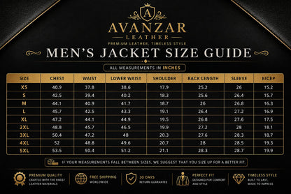 Men size guide by avanzar leather