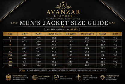 Men size guide by avanzar leather