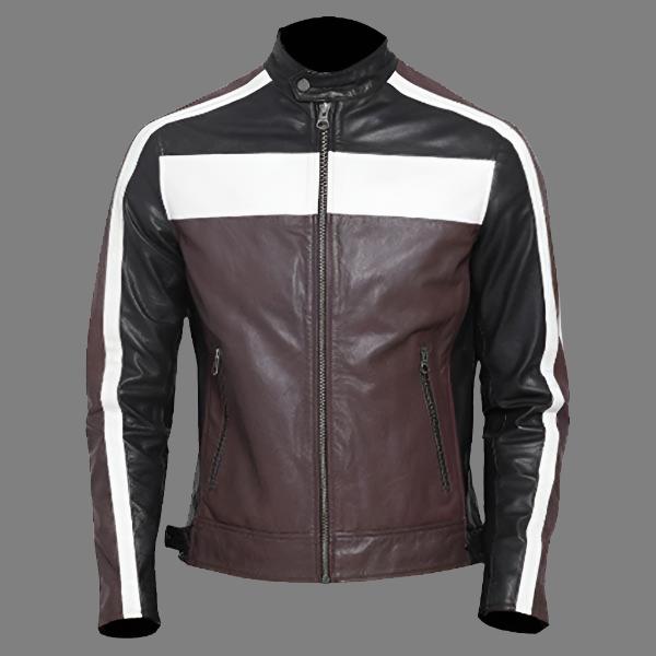 Multi-Color Goat Leather Biker Jacket for Men