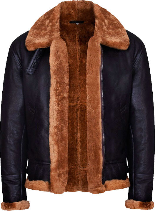 New Men's Aviator Bomber Leather Jacket with Fur by Avanzar