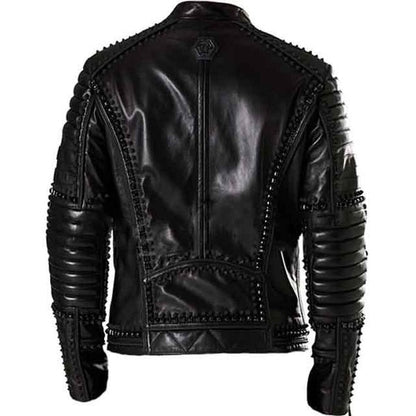 Men's Black Spiked Studded Leather Jacket